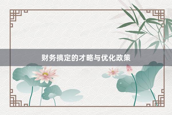 财务搞定的才略与优化政策
